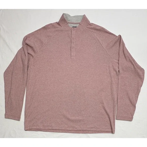 NWT Johnnie-O Whaling Snap Henley Malibu Red Salmon Cotton Blend Pullover 2XL